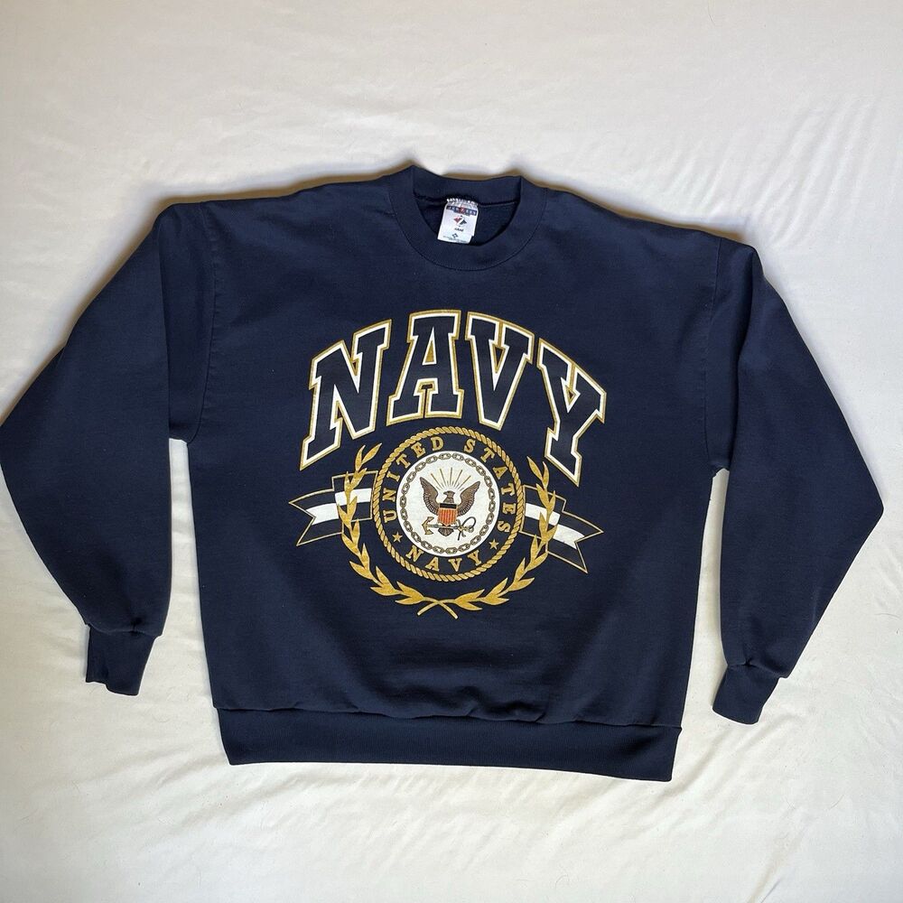 Vintage US Navy Sweatshirt Mens XL Made In USA 90s Jerzees Nublend Eagle Logo